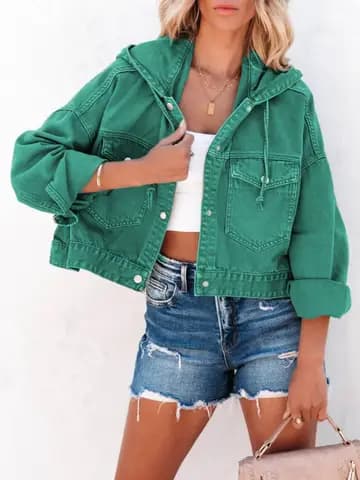 Hooded Vintage Denim Jacket, Streetwear Style