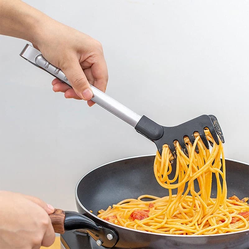 Stainless Steel Noodle Tongs, Non-Slip Heat-Resistant Multi-Function Food Tongs