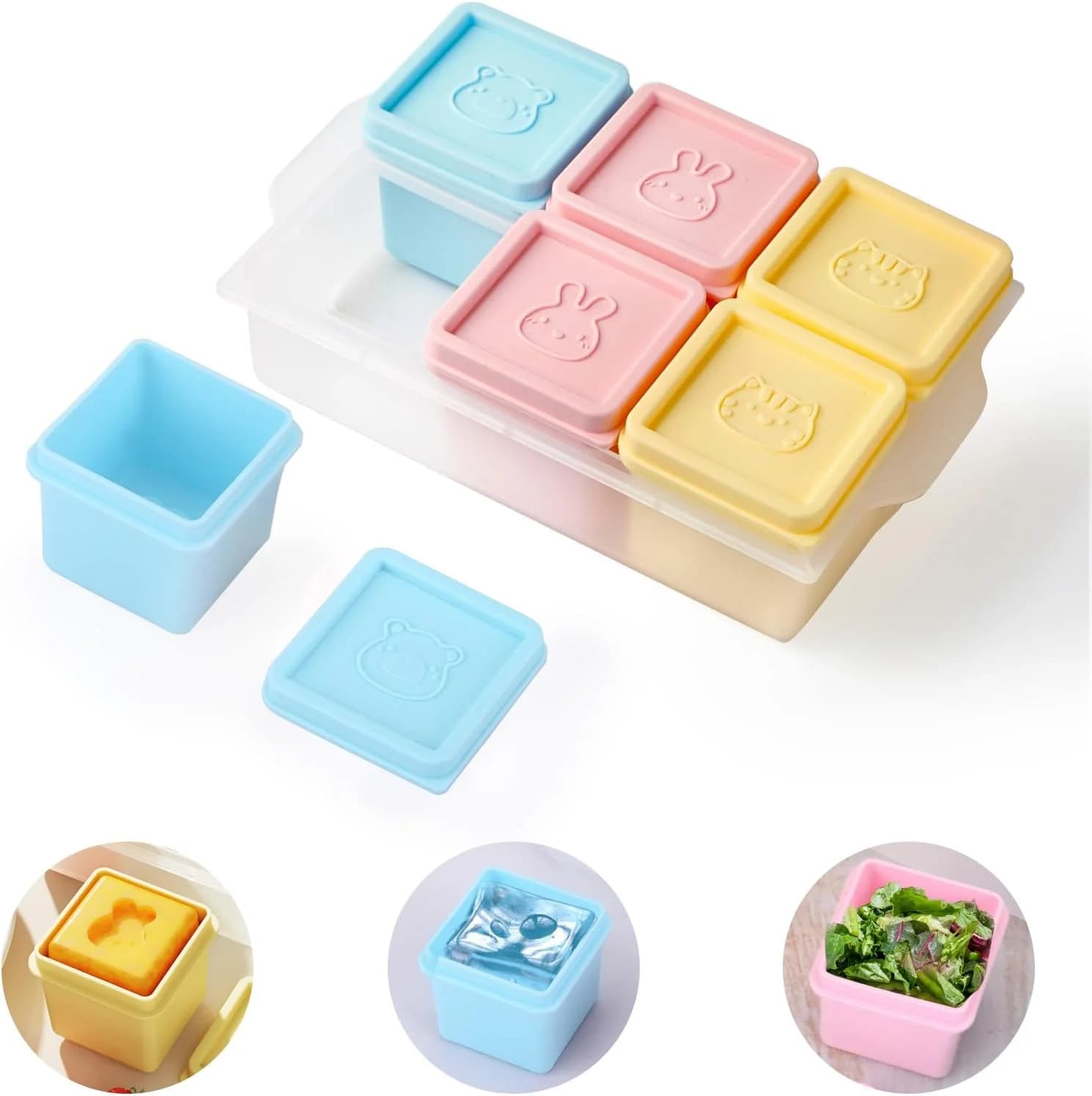 6-Cube Silicone Ice Tray with Lid, Reusable Freezer Mold for Soup, Whiskey and Cocktails