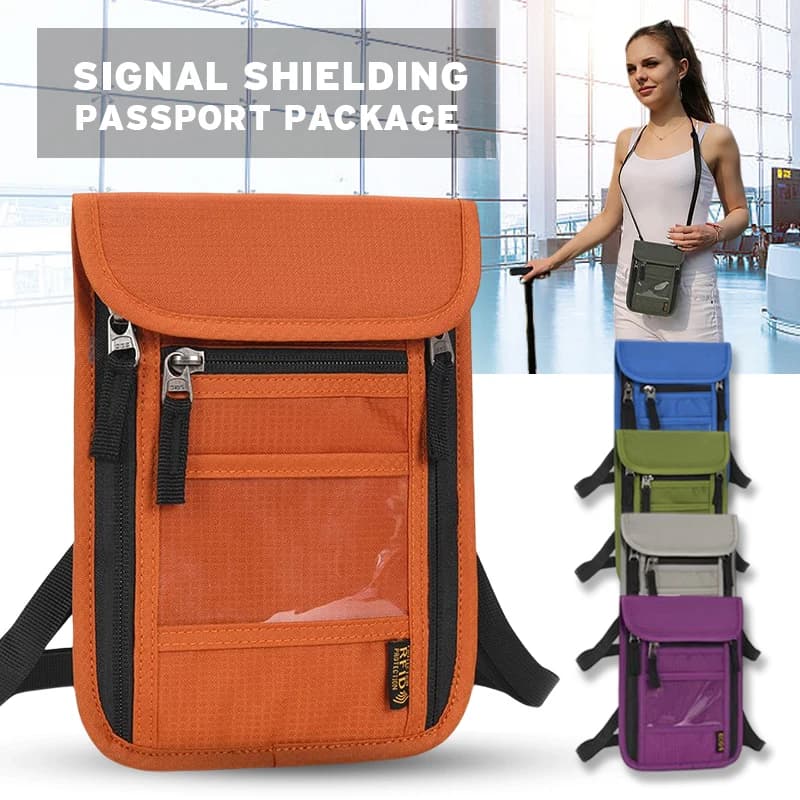 Family Passport Holder Neck Wallet with RFID Blocking