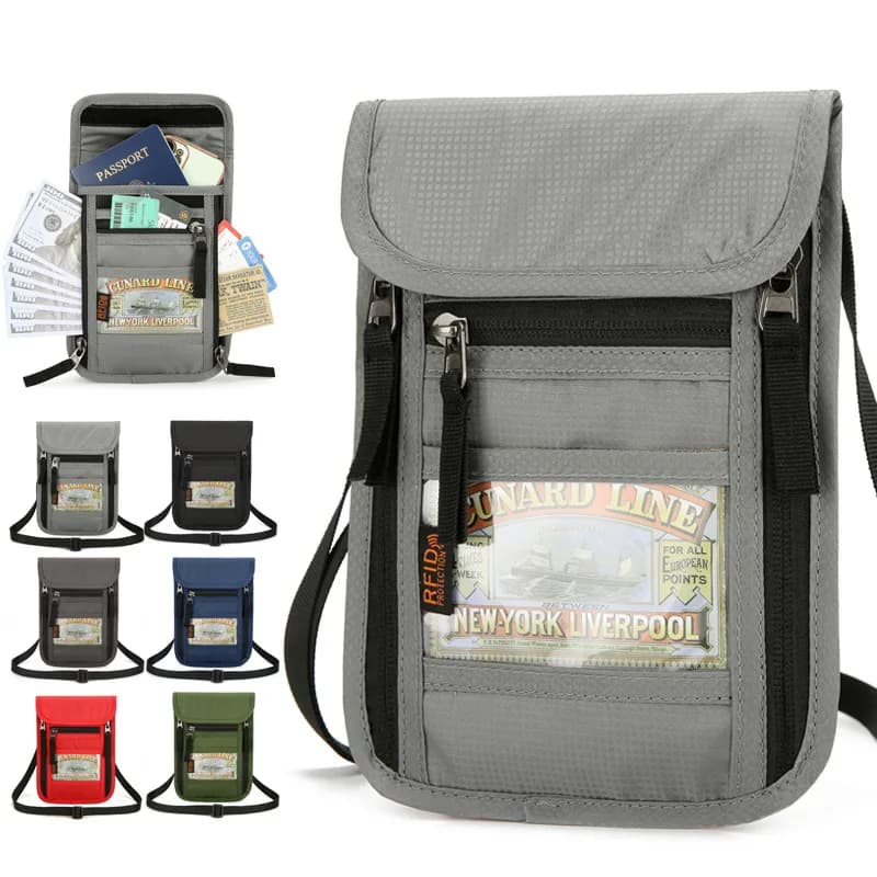 RFID-Blocking Travel Neck Wallet & Passport Holder