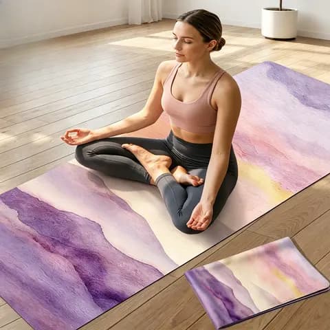 Rubber Gym Yoga Mat, Foldable with Shock Absorption