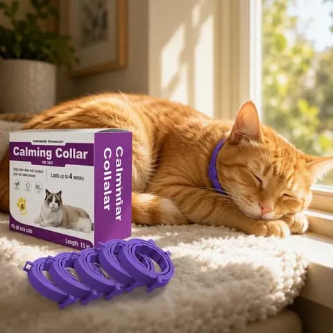 Calming Cat Collar 4-Pack, Adjustable Stress Relief Collar