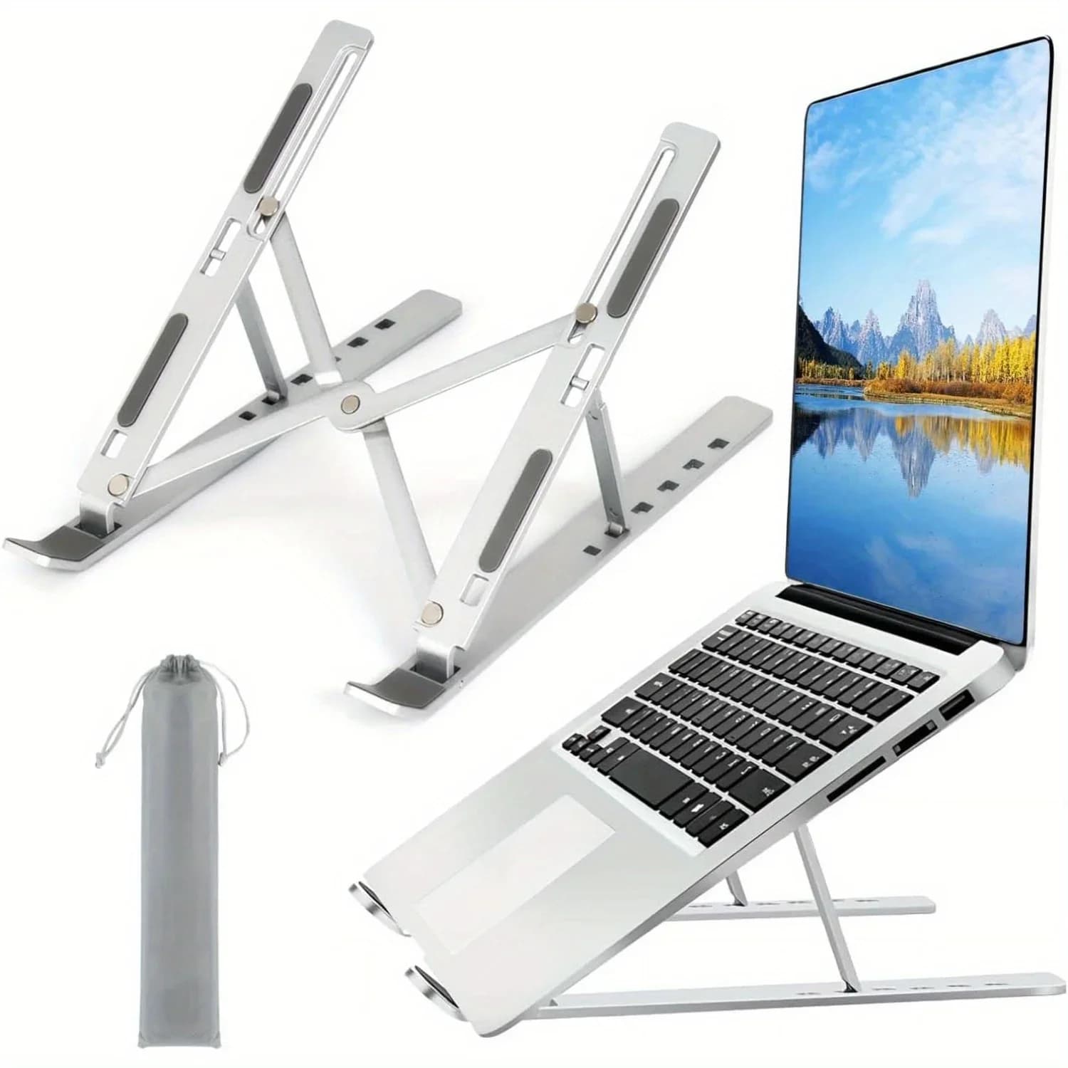 Adjustable aluminum foldable laptop stand