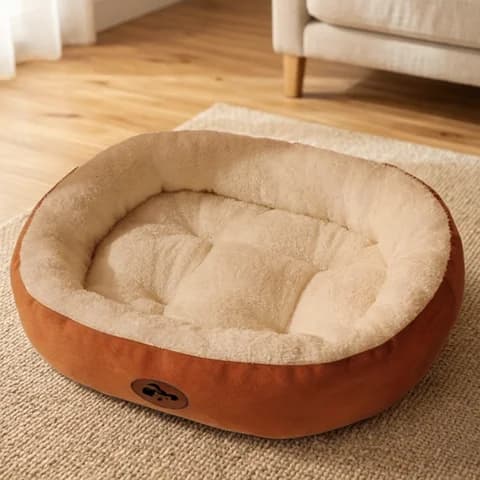 Cozy Oval Plush Snuggle Pet Bed