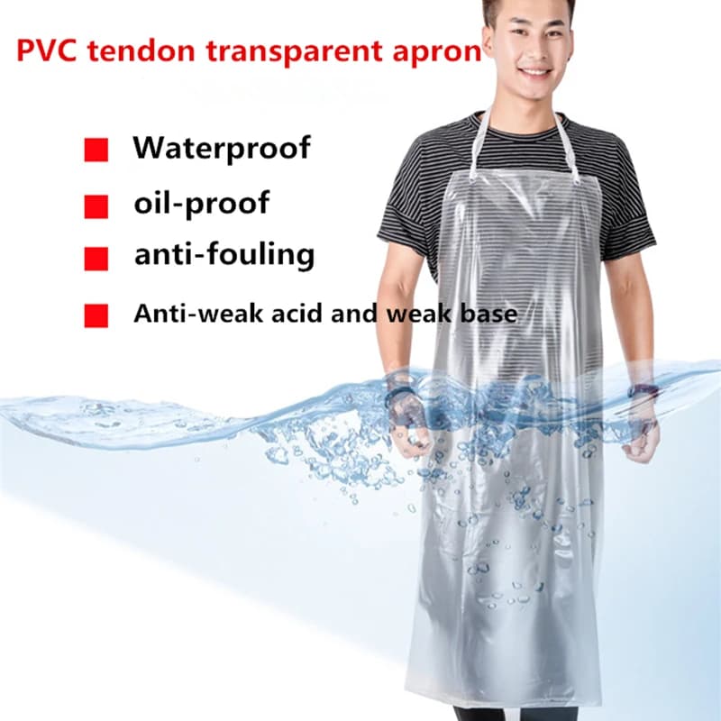 Transparent PVC Kitchen Apron, 110x65cm Oil-Proof Cooking Apron