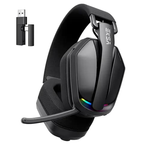 EKSA 2.4GHz Wireless Gaming Headset with Mic, Foldable Over-Ear