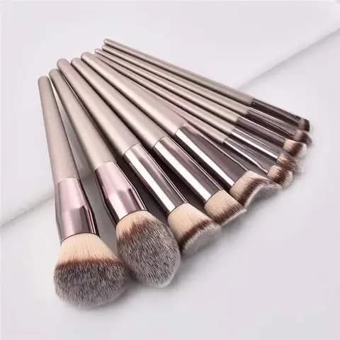 10-Piece Champagne Gold Makeup Brush Set, Vegan Bristles